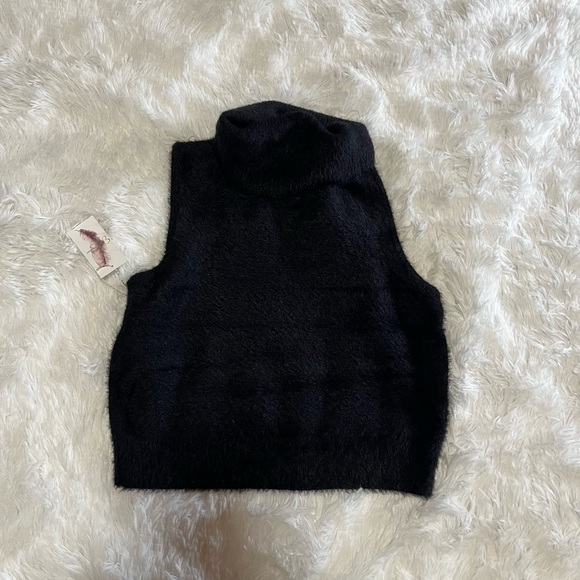 Jessica Simpson Fuzzy Fur Turtleneck Tank Top Black Girls Sz. L - Picture 5 of 8